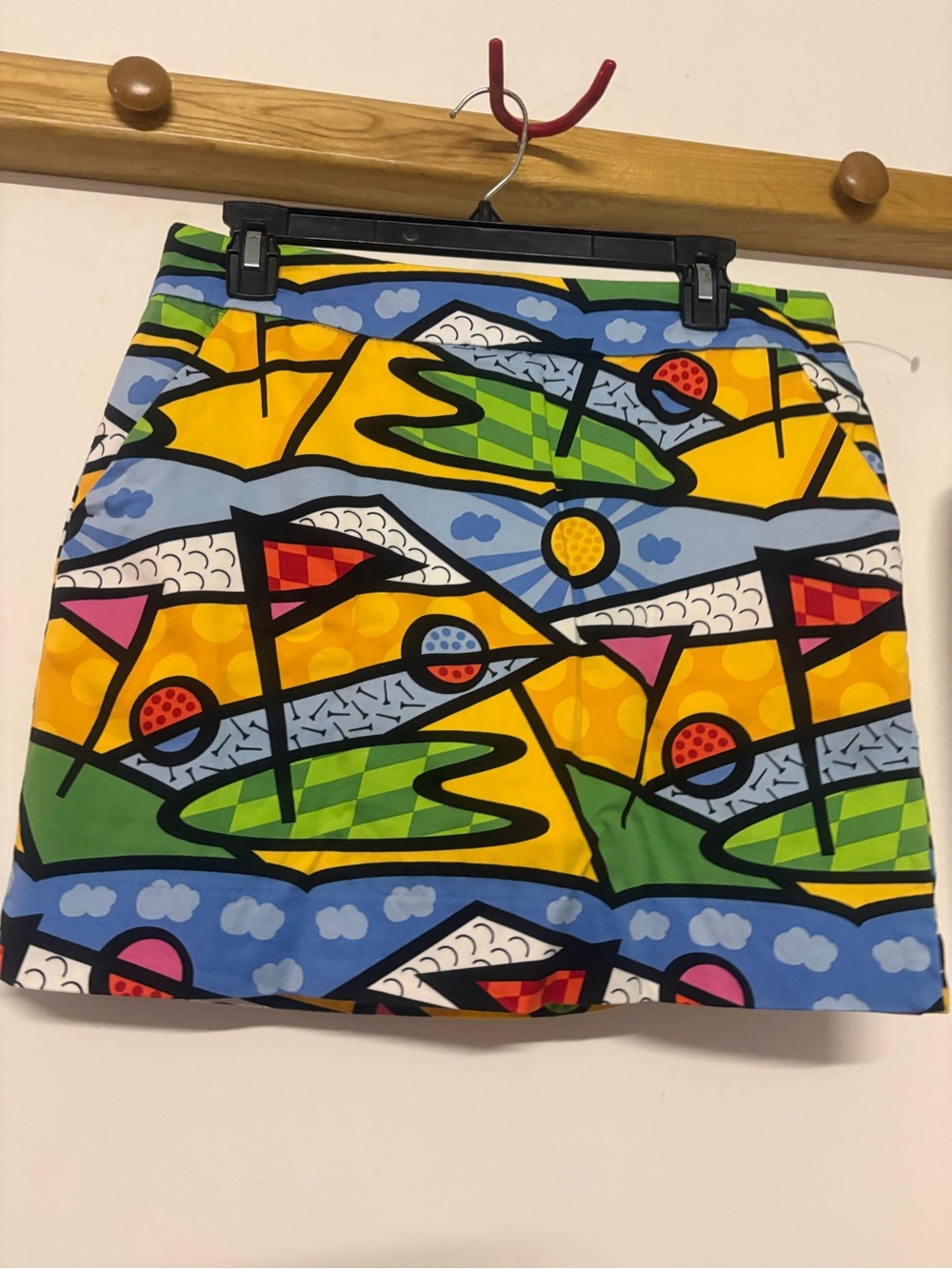 Sz 10 Yellow Multi Golf Flag Mini Skirt SKORT